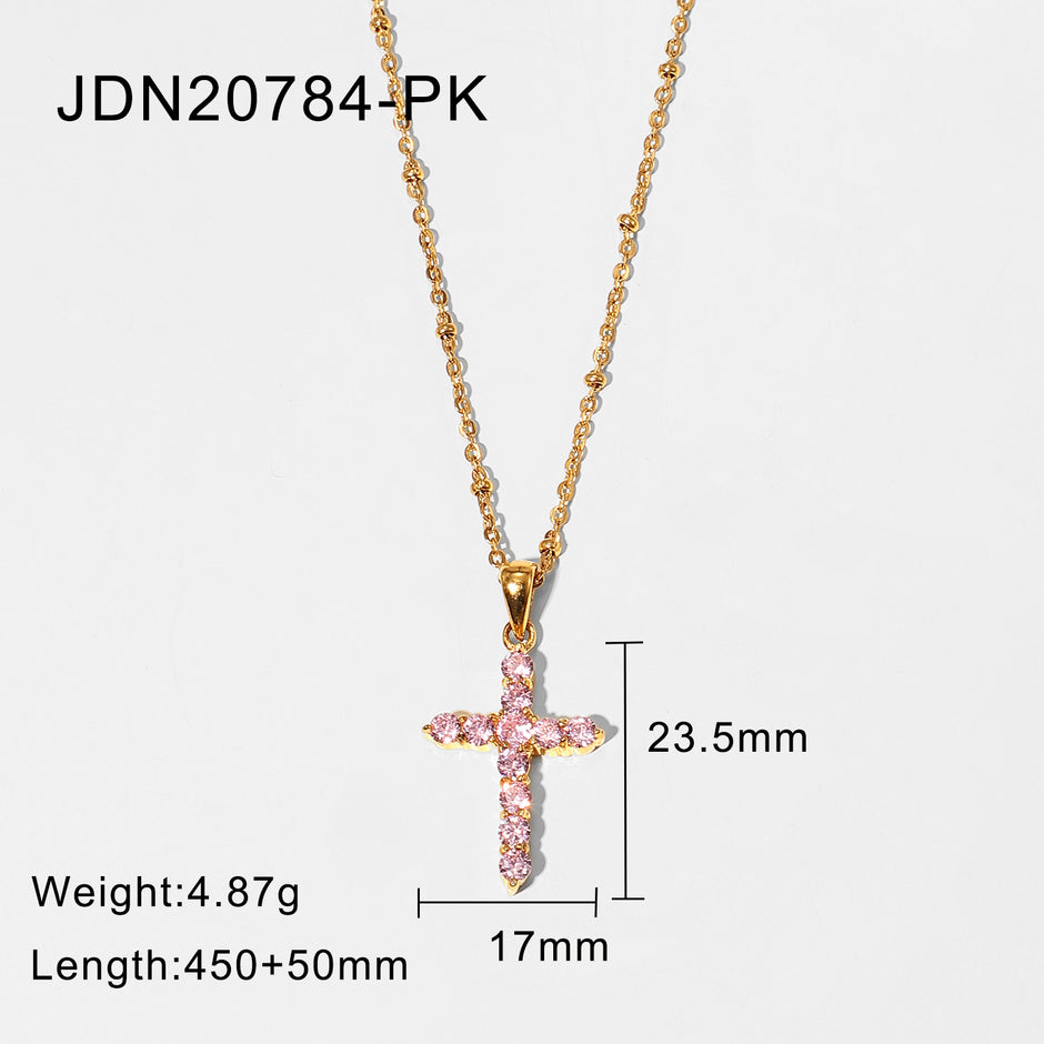 Precious Pink Cross Necklace