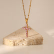 Precious Pink Cross Necklace