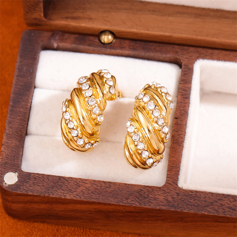 René Retro Gold Huggie earrings