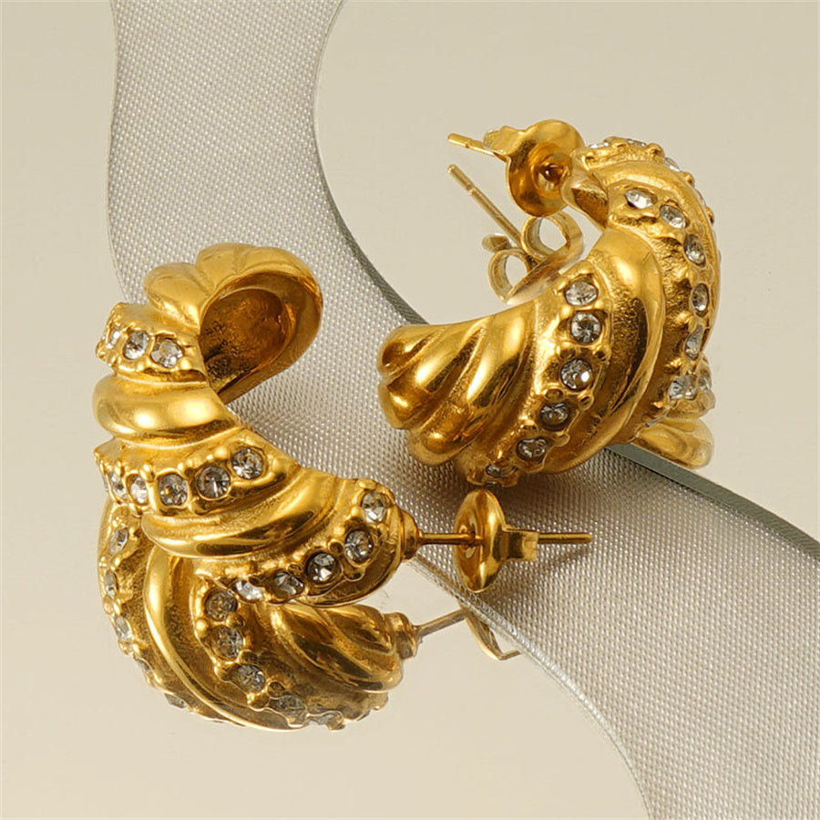 René Retro Gold Huggie earrings