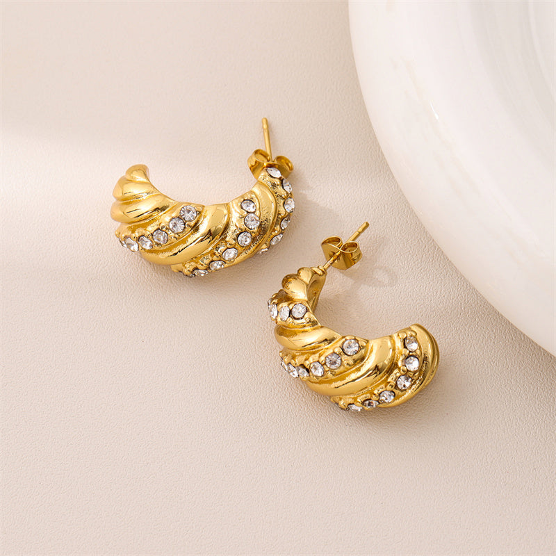 René Retro Gold Huggie earrings