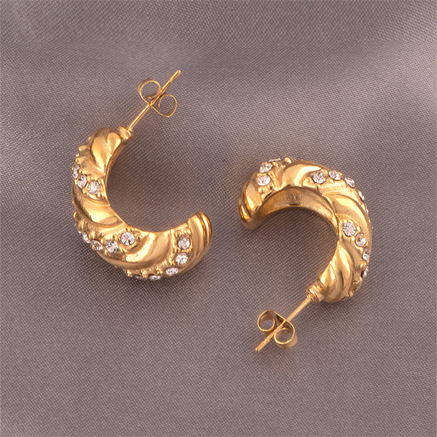 René Retro Gold Huggie earrings