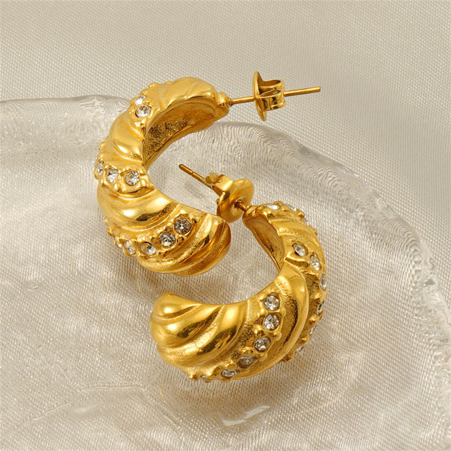 René Retro Gold Huggie earrings