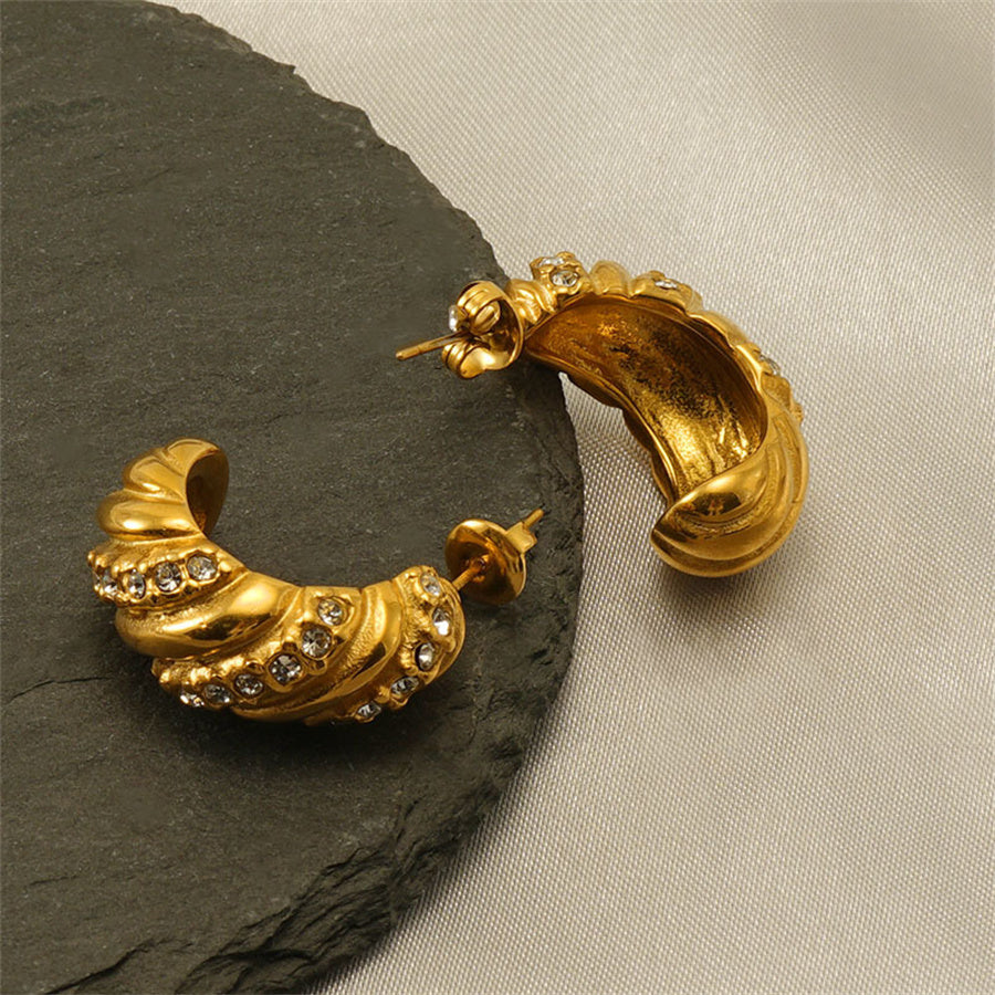 René Retro Gold Huggie earrings