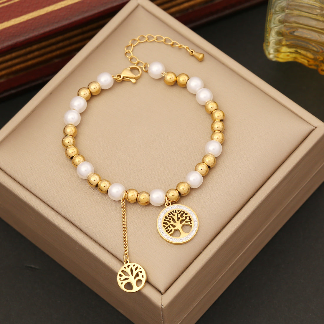 Gold Tree of Life Necklace and Earrings set