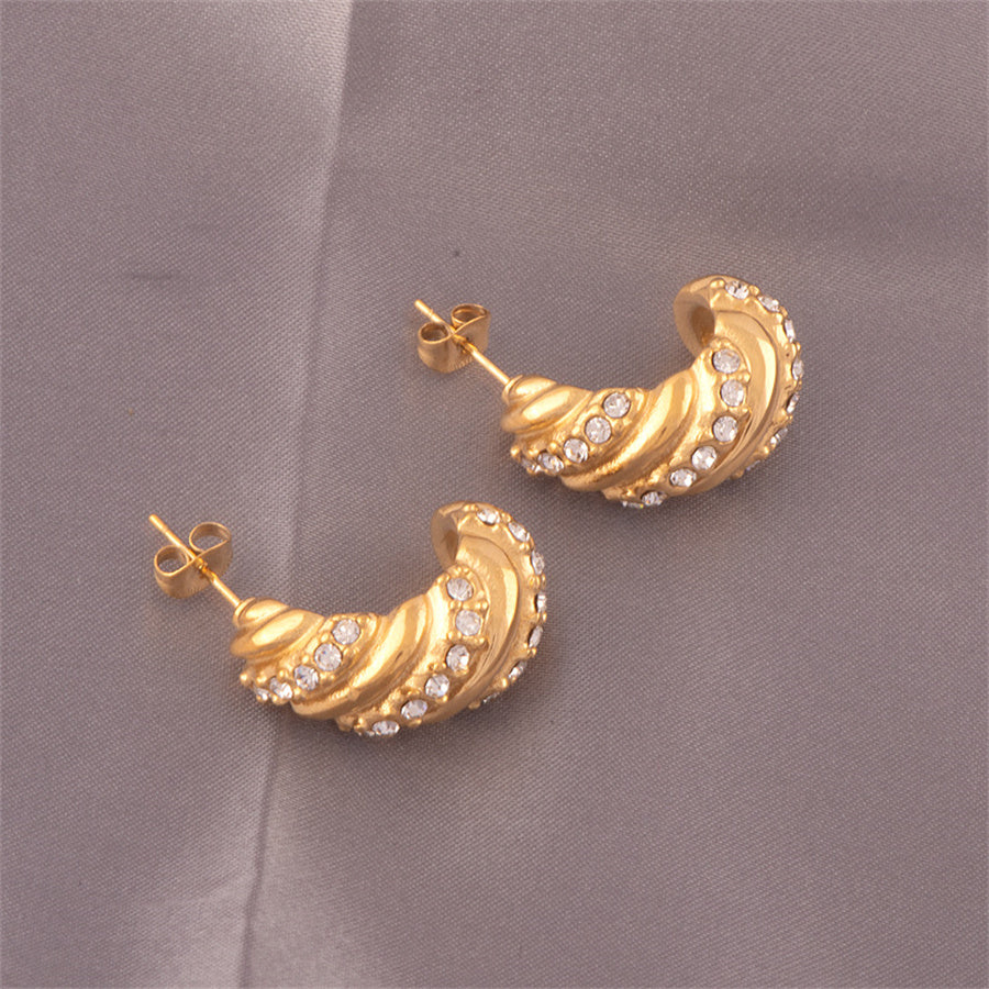 René Retro Gold Huggie earrings
