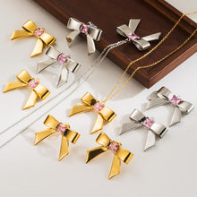 Load image into Gallery viewer, Trixie Bow earrings and necklace
