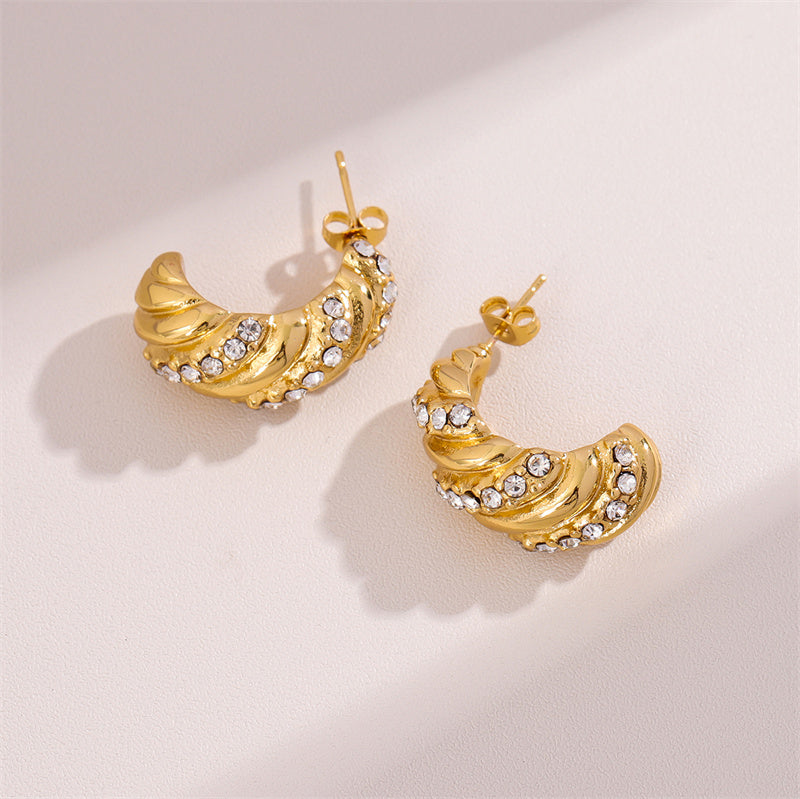 René Retro Gold Huggie earrings