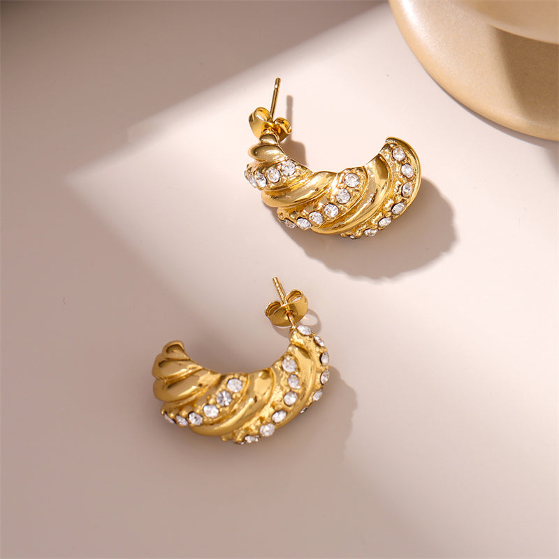 René Retro Gold Huggie earrings