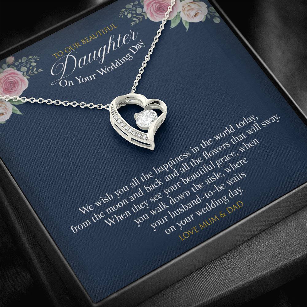 Gift message necklace to daughter from Mum and dad