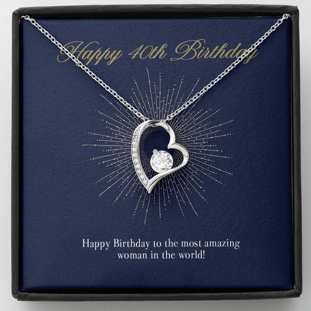 Gift Message Necklace for 40th Birthday