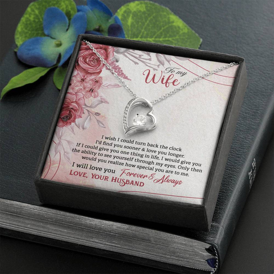 Gift Message heart necklace for wife