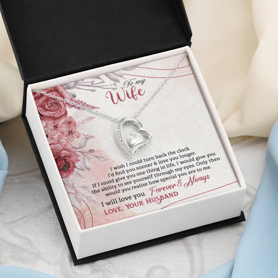 Gift Message heart necklace for wife