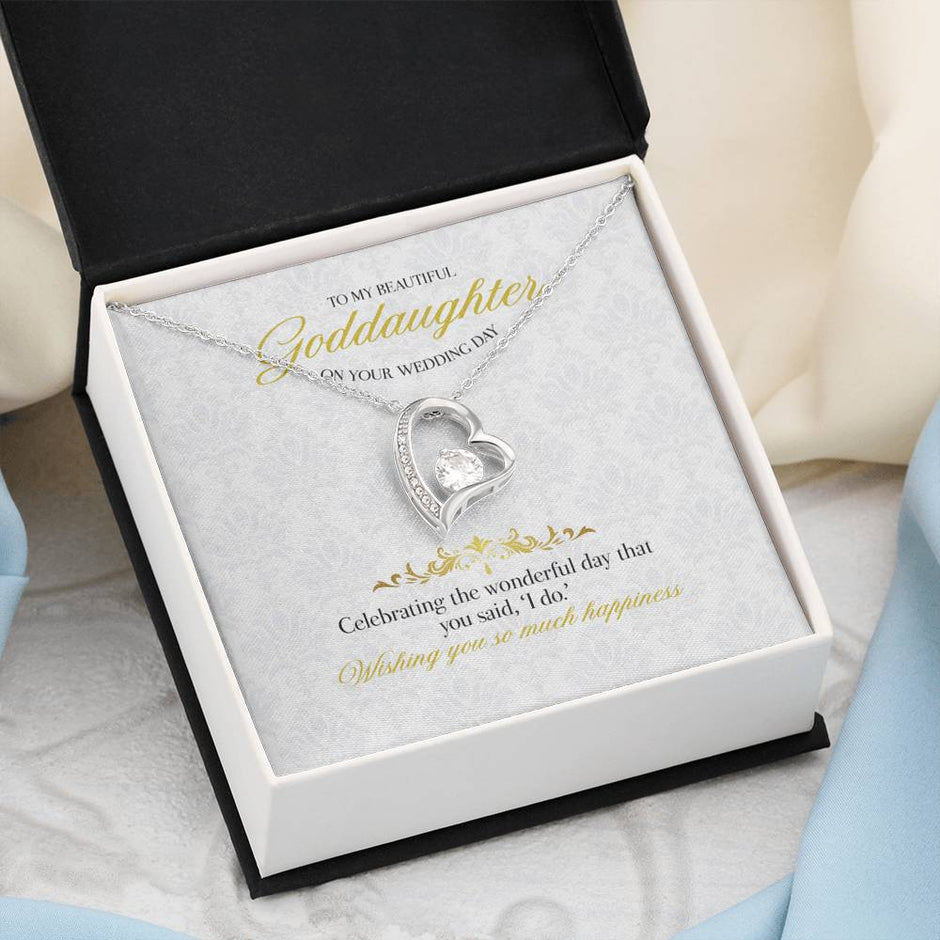 White wedding Gift Message necklace for Goddaughter