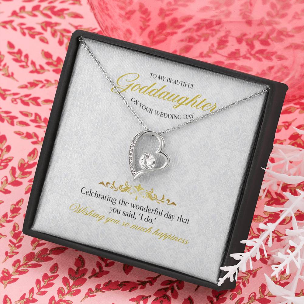 White wedding Gift Message necklace for Goddaughter