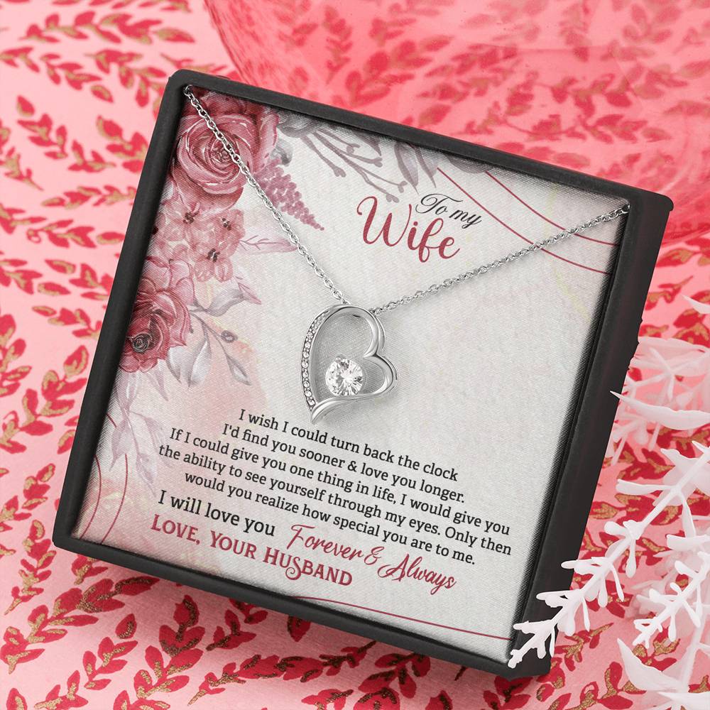 Gift Message heart necklace for wife