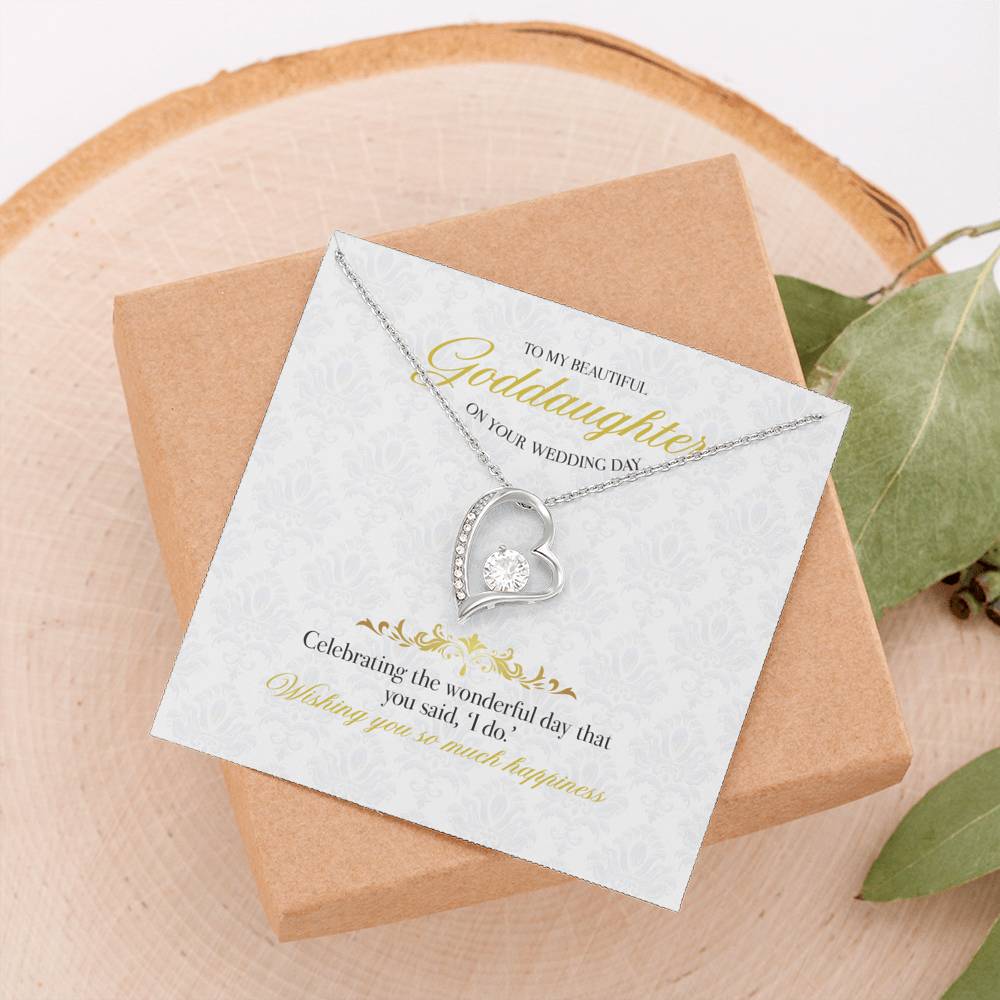 White wedding Gift Message necklace for Goddaughter