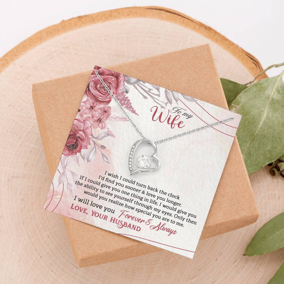 Gift Message heart necklace for wife