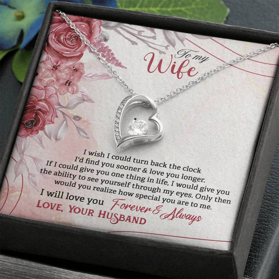 Gift Message heart necklace for wife