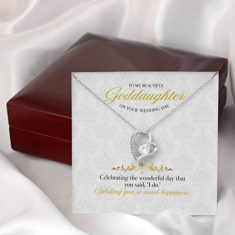 White wedding Gift Message necklace for Goddaughter