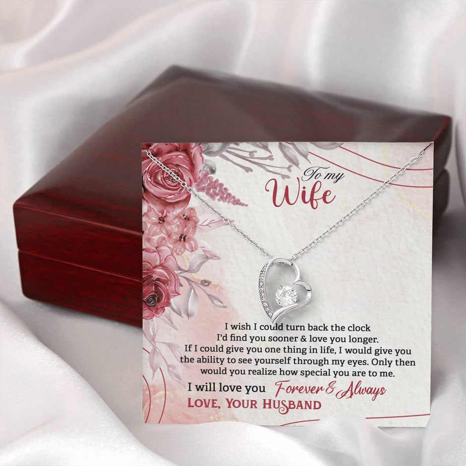 Gift Message heart necklace for wife