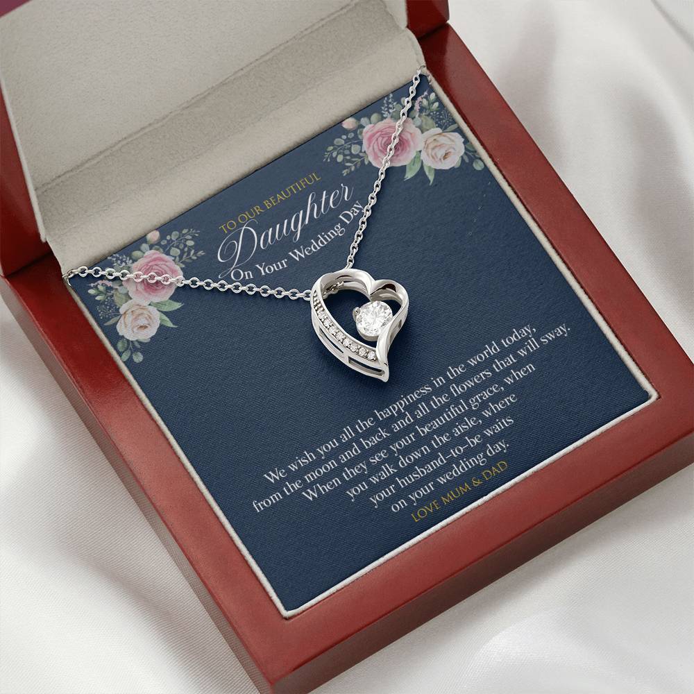 Gift message necklace to daughter from Mum and dad