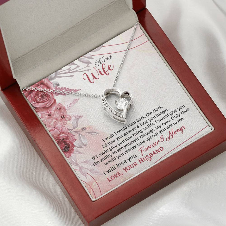 Gift Message heart necklace for wife