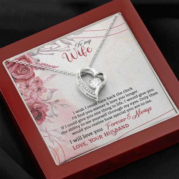 Gift Message heart necklace for wife