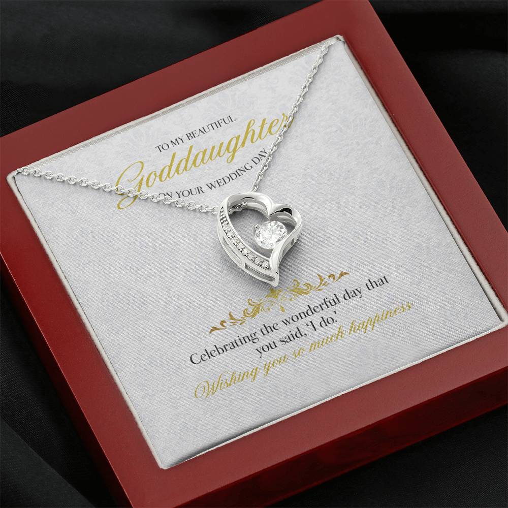 White wedding Gift Message necklace for Goddaughter