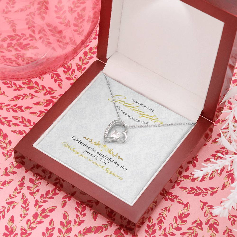 White wedding Gift Message necklace for Goddaughter