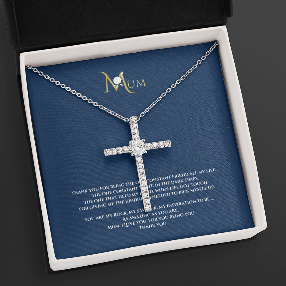 Mothers day, Thank you Cross CZ pendant