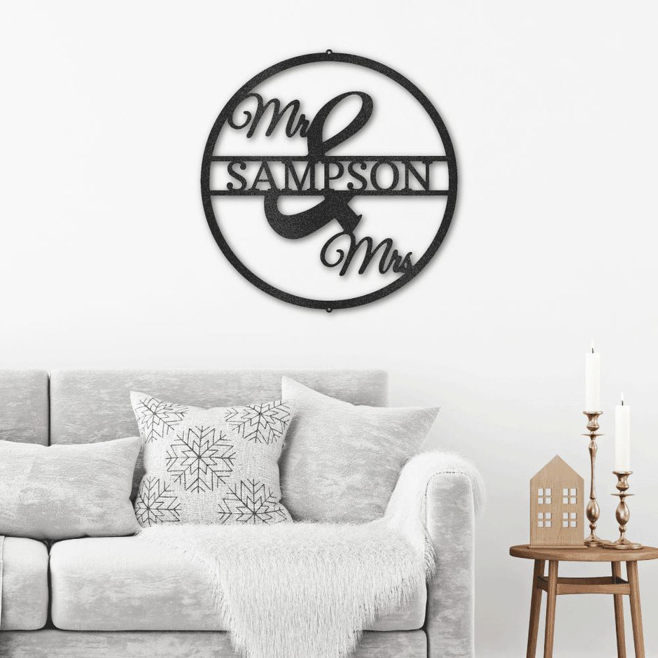 Newly wed  Personalised Named Metal Wall art Sign