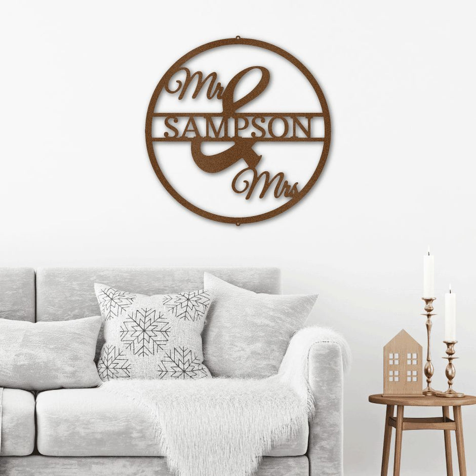 Newly wed  Personalised Named Metal Wall art Sign