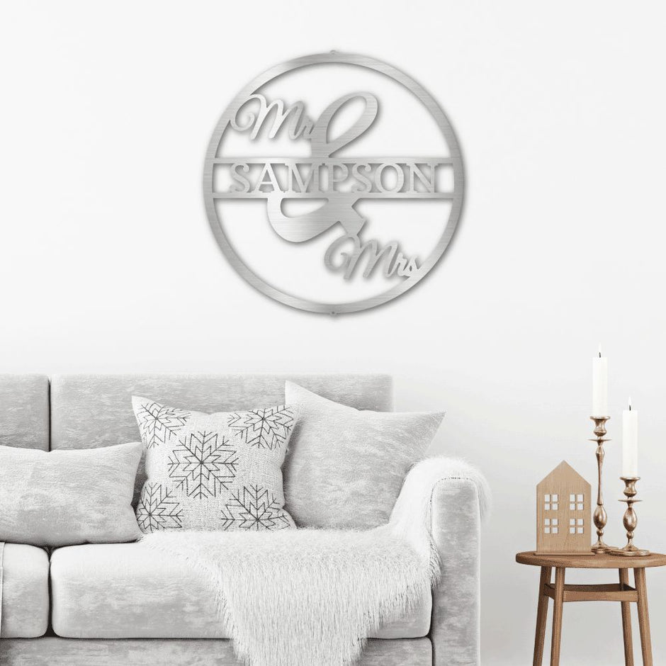 Newly wed  Personalised Named Metal Wall art Sign