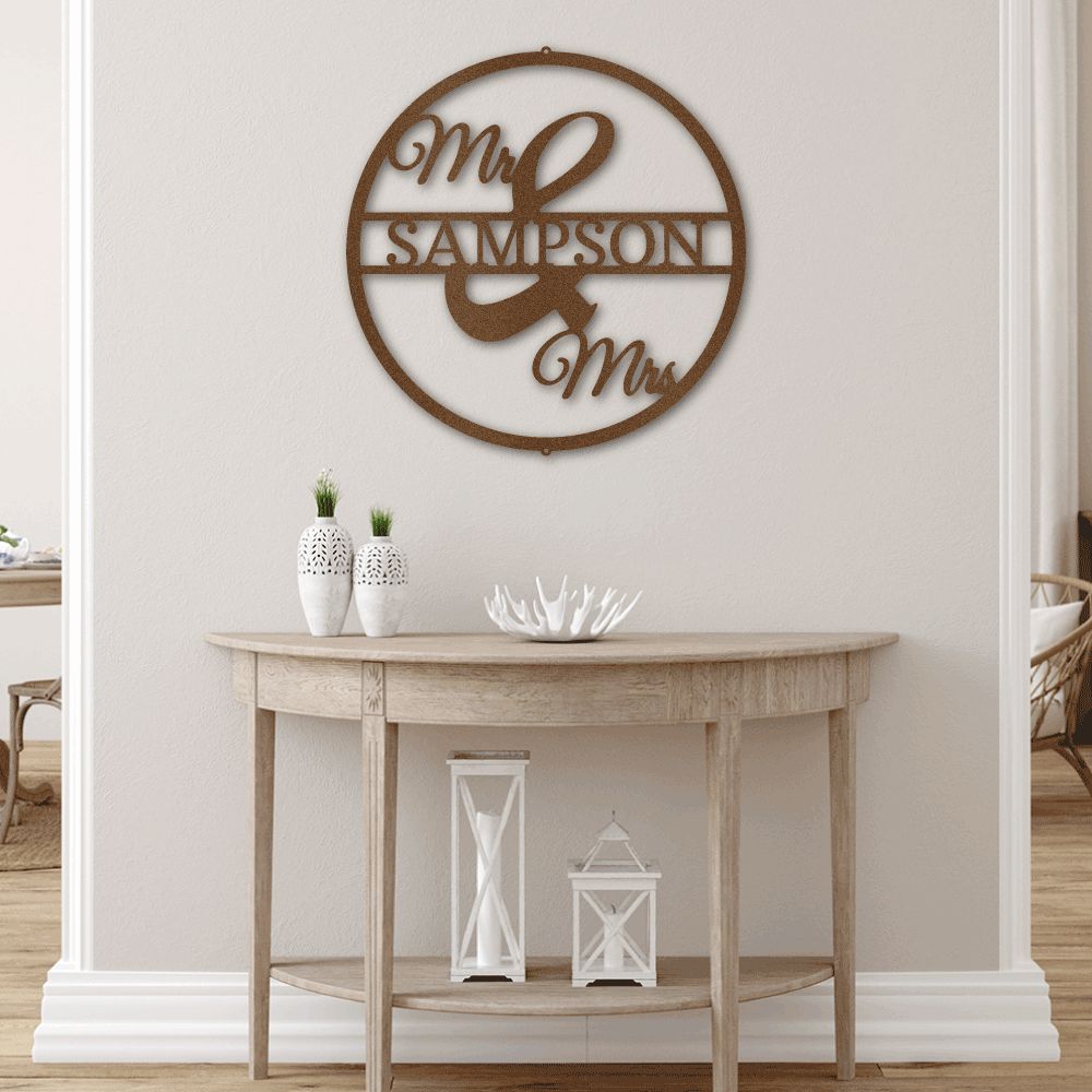 Newly wed  Personalised Named Metal Wall art Sign
