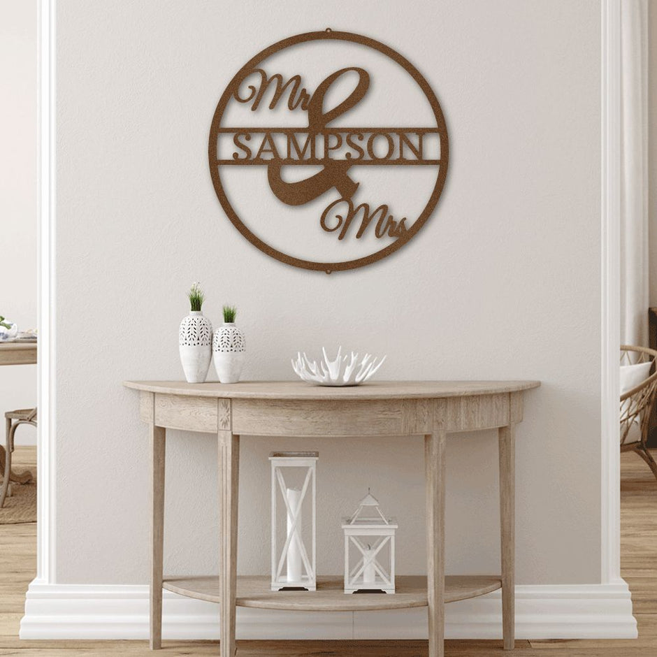 Newly wed  Personalised Named Metal Wall art Sign