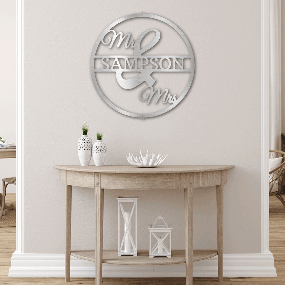 Newly wed  Personalised Named Metal Wall art Sign