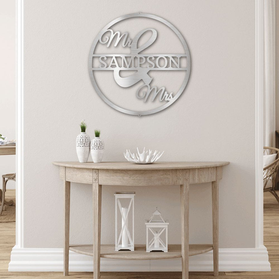 Newly wed  Personalised Named Metal Wall art Sign