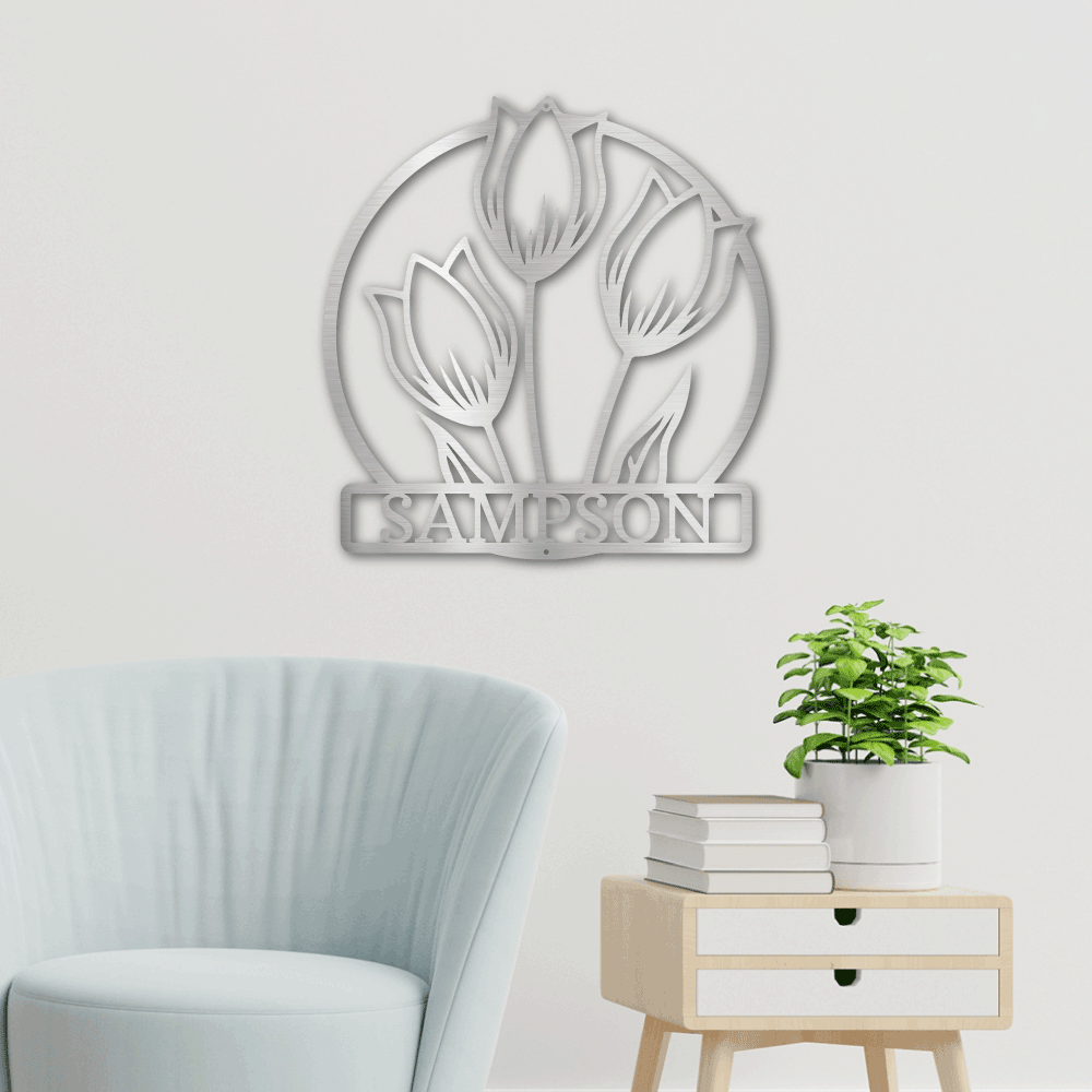 Tulip monogram Family Wall Plaque