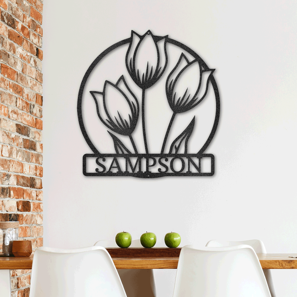 Tulip monogram Family Wall Plaque