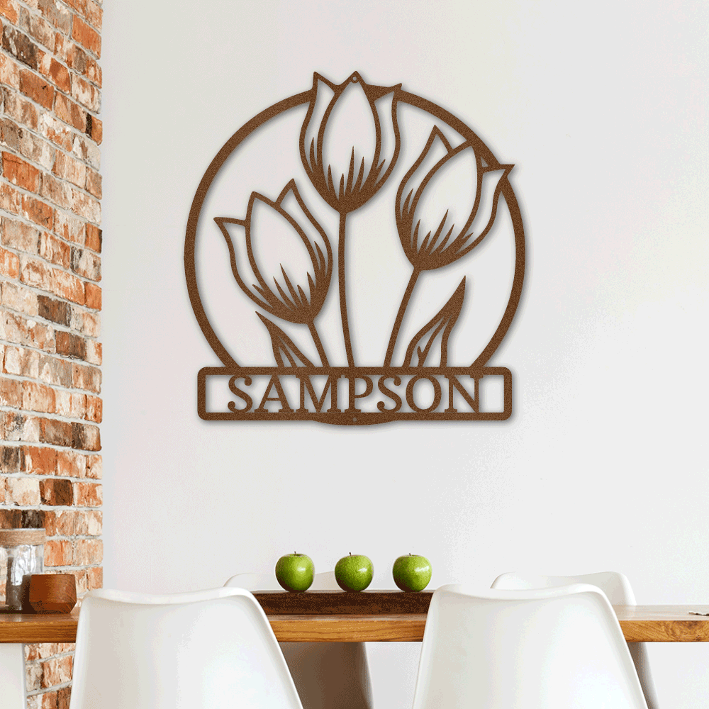 Tulip monogram Family Wall Plaque