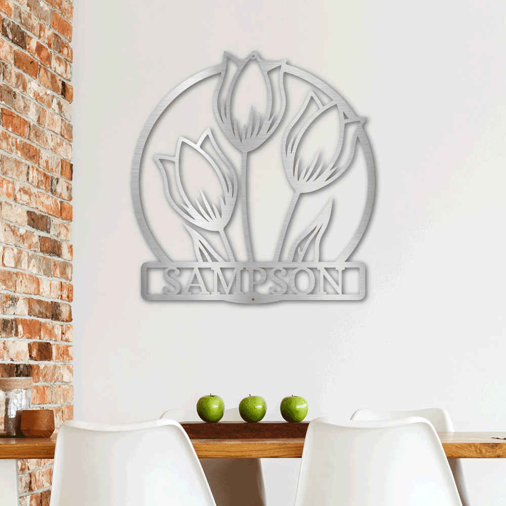 Tulip monogram Family Wall Plaque