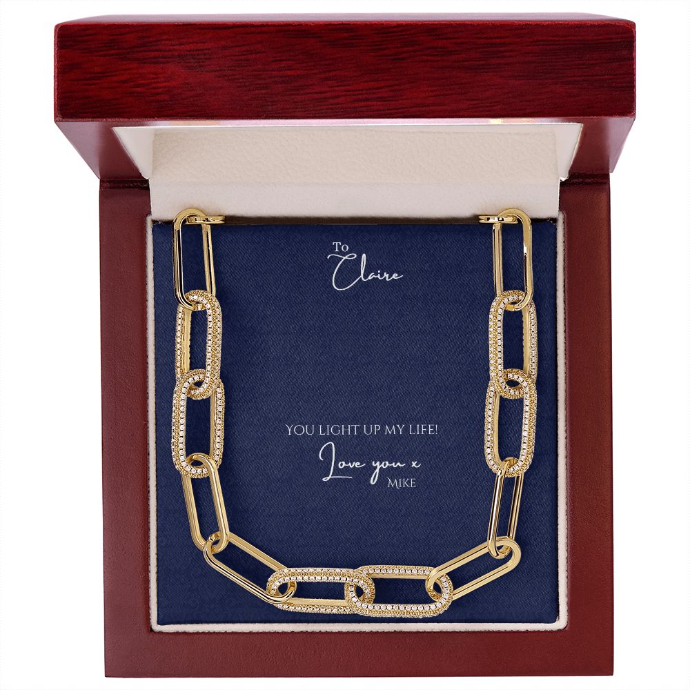 Personalized Forever love Deluxe 14k Paperclip Chain
