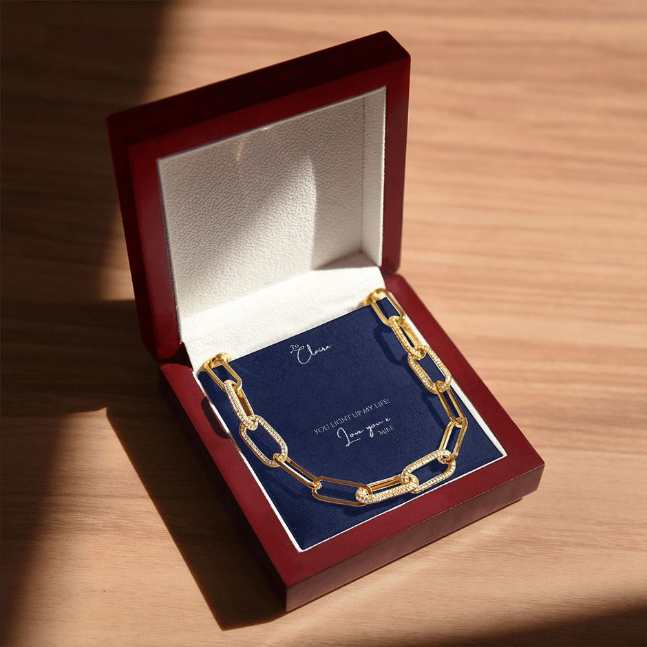 Personalized Forever love Deluxe 14k Paperclip Chain