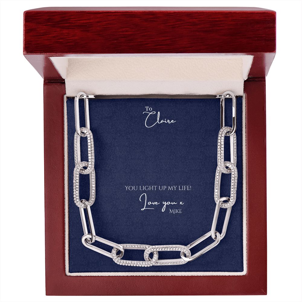 Personalized Forever love Deluxe 14k Paperclip Chain
