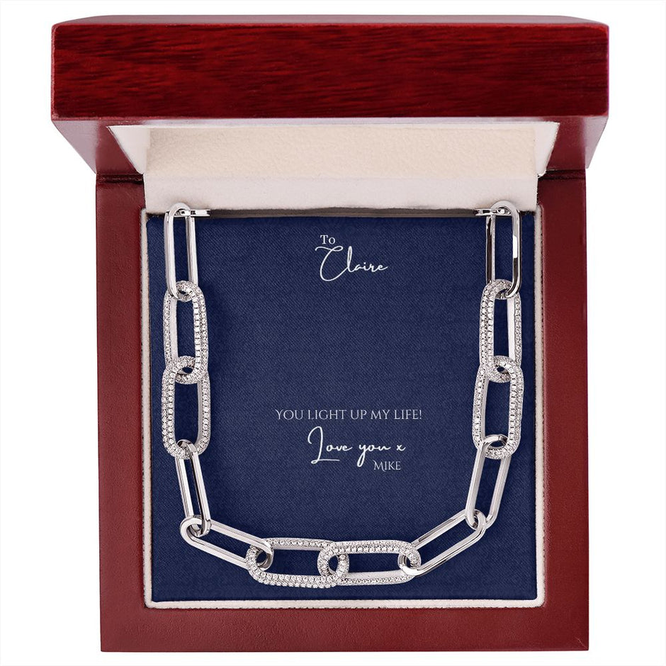 Personalized Forever love Deluxe 14k Paperclip Chain