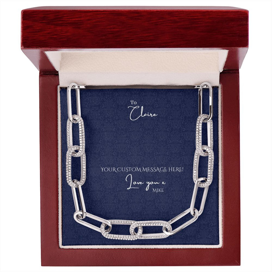 Modern 14K Paperclip CZ embellished Chain necklace