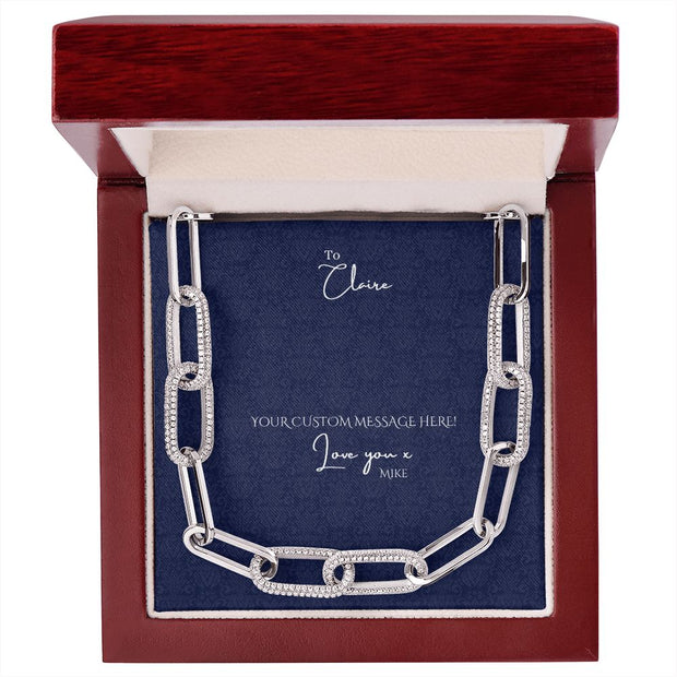 Modern 14K Paperclip CZ embellished Chain necklace