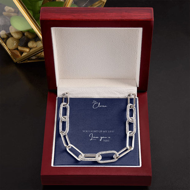 Personalized Forever love Deluxe 14k Paperclip Chain