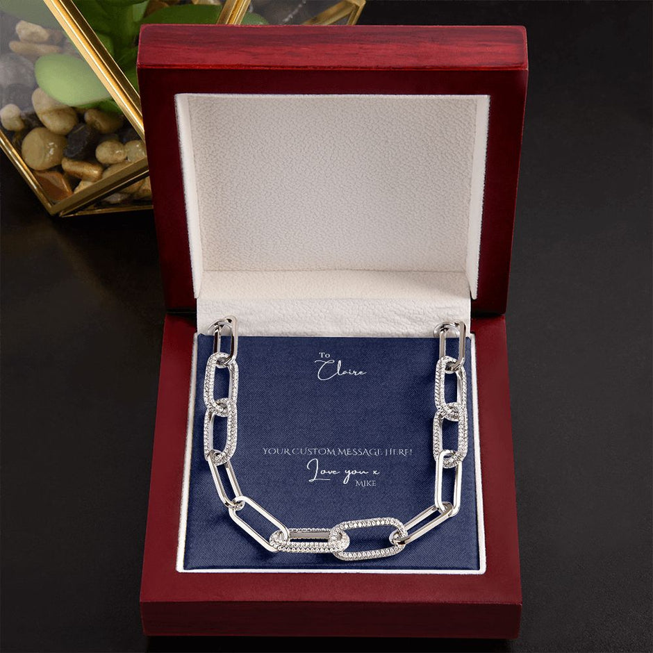 Modern 14K Paperclip CZ embellished Chain necklace